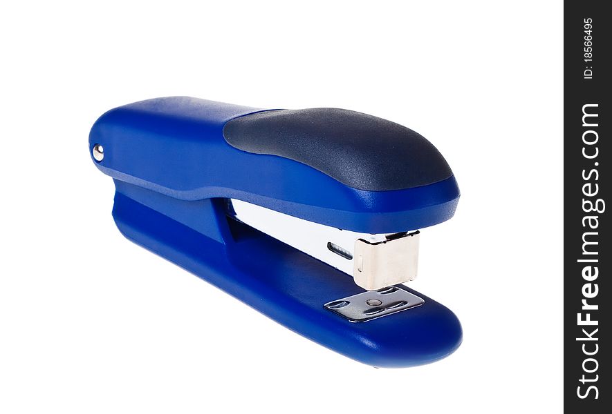 Blue stapler (isolated).