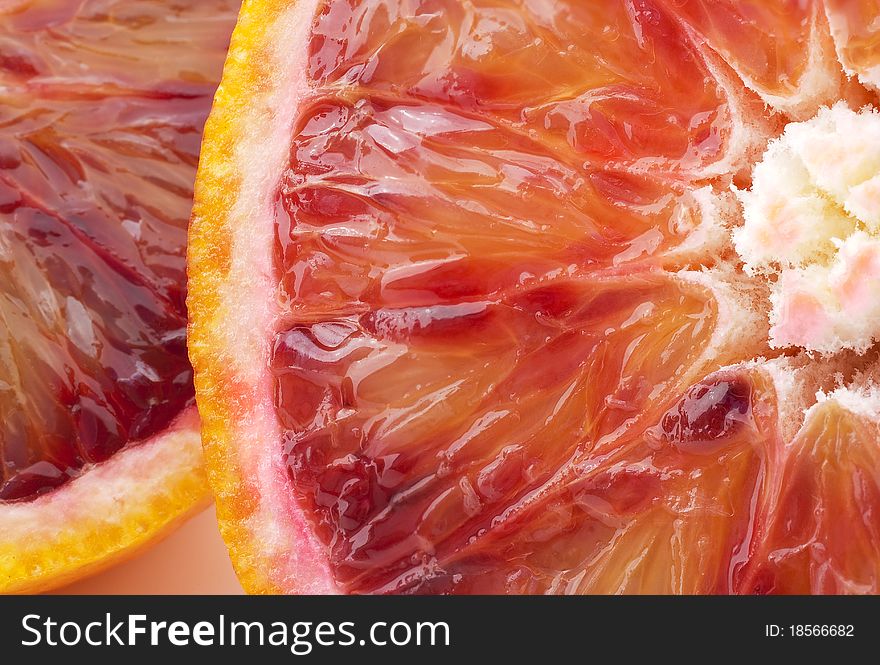 Detail of a sliced orange. Detail of a sliced orange
