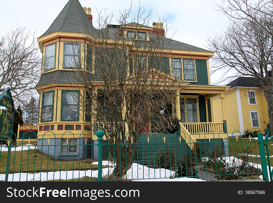 Old Victorian House in the town of Harbour Grace in winter. Old Victorian House in the town of Harbour Grace in winter