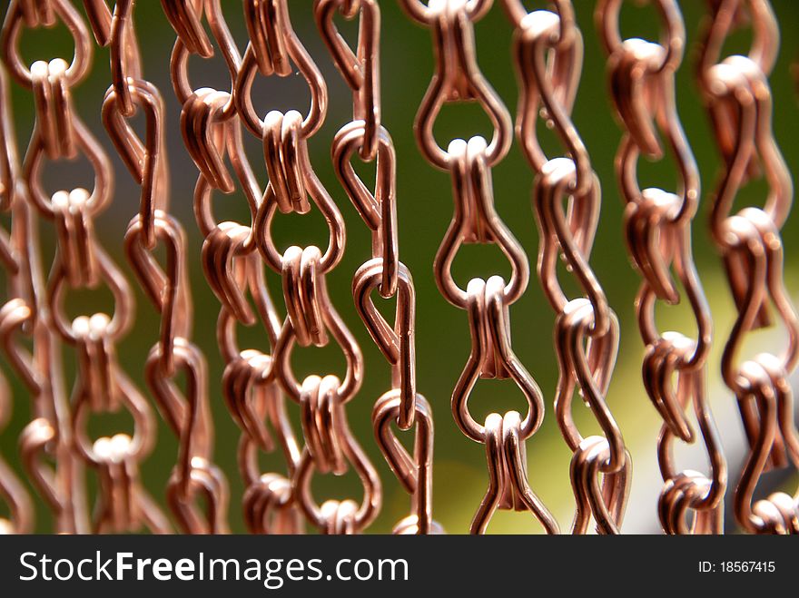 Copper chains with green background.