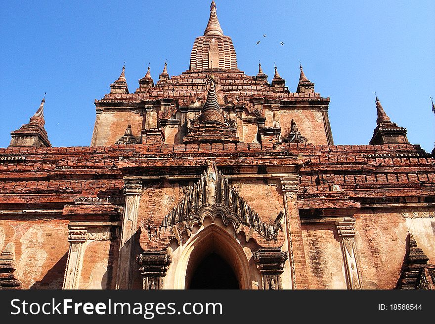 Landmark of a typical historical buddhist temple in Myanmar. Landmark of a typical historical buddhist temple in Myanmar