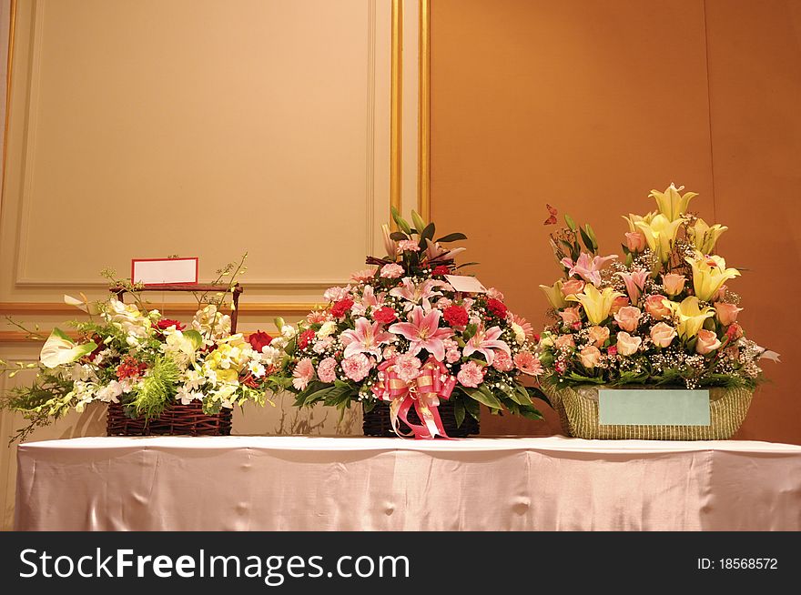Three flower baskets on the table