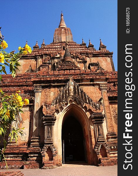 Landmark of a typical historical buddhist temple in Myanmar. Landmark of a typical historical buddhist temple in Myanmar