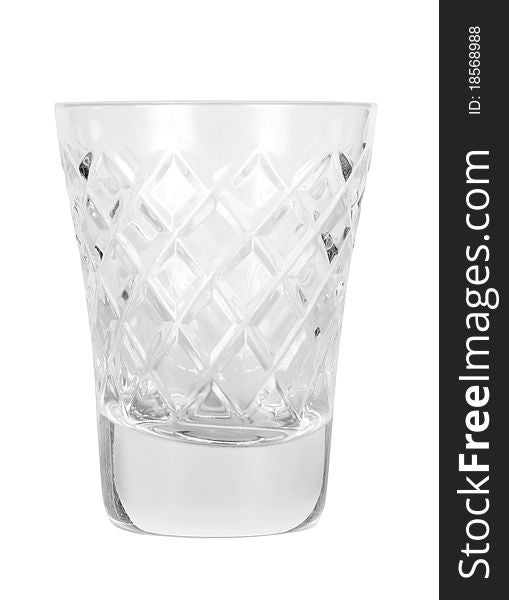 Empty glass for vodka, isolated on white background