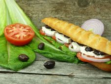 Mediterranean Baguette With Olives Stock Photos Mediterranean Baguette With Olives Stock Photos