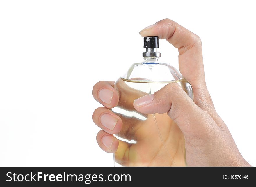 Gesture of hand using perfume