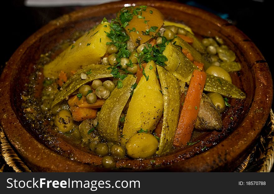 Image of the moroccan national food, made from vegetables and meat. Image of the moroccan national food, made from vegetables and meat.