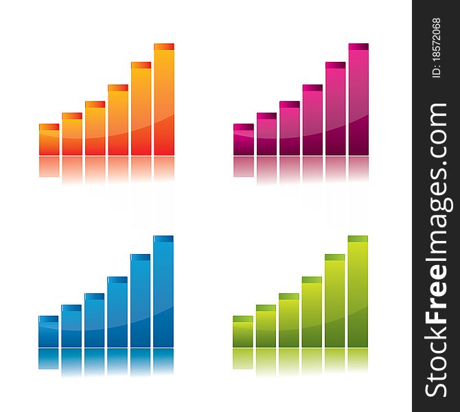 Colorful chart set with reflection -. Colorful chart set with reflection -