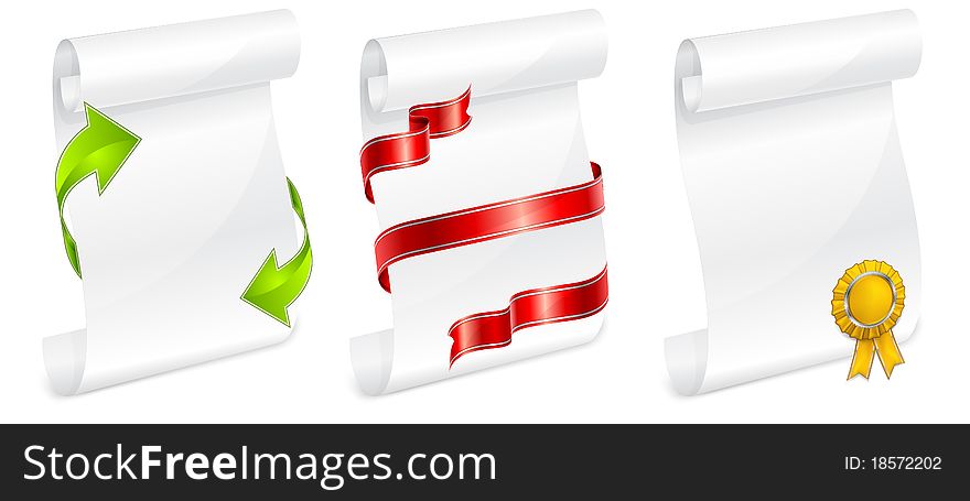 Scroll white paper with ribbon for writing illustration