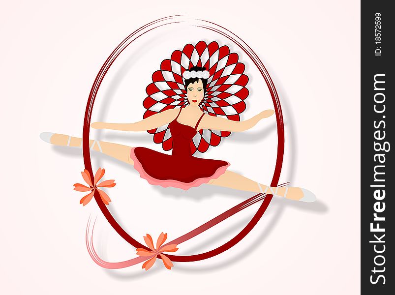 Illustration with a ballerina executing a vault, vector format. Illustration with a ballerina executing a vault, vector format
