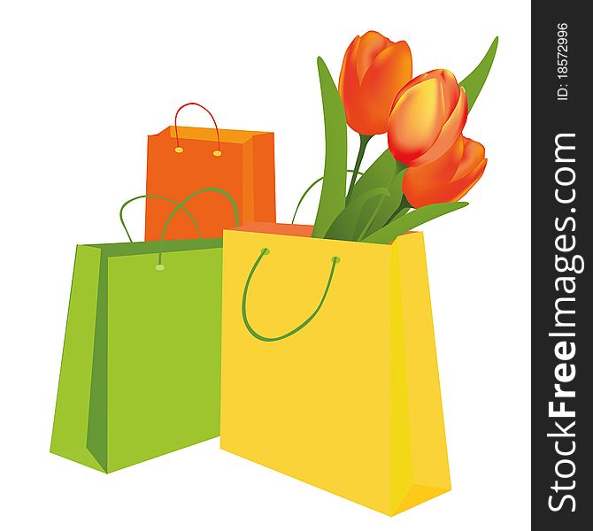 Tulips in the shopping bag