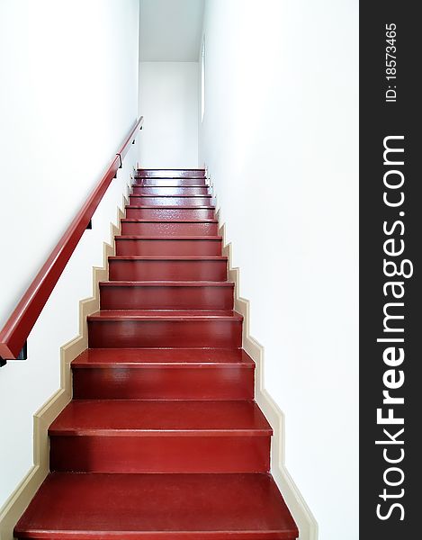 Wood Staircase in white house