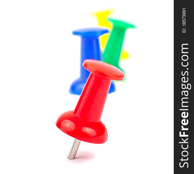 Colorful Push pin isolated on a white background