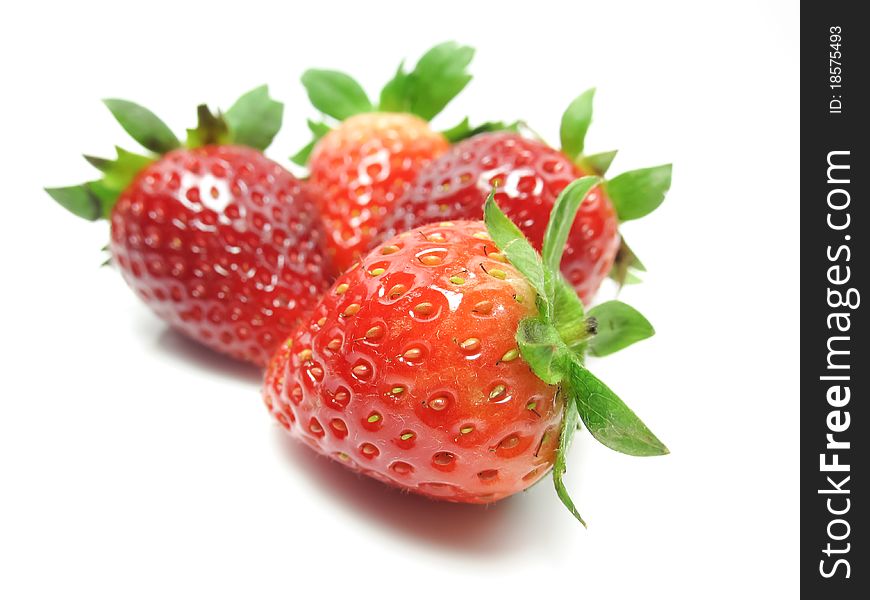 Strawberries isolated on white background with shadow