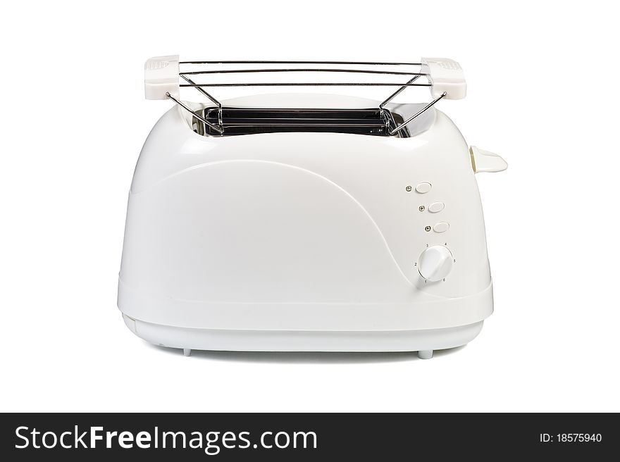 The new toaster is isolated on a white background