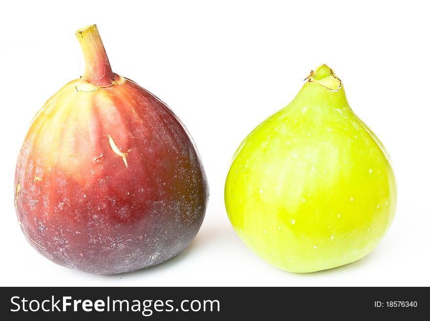 Two red and green figs fruit. Two red and green figs fruit