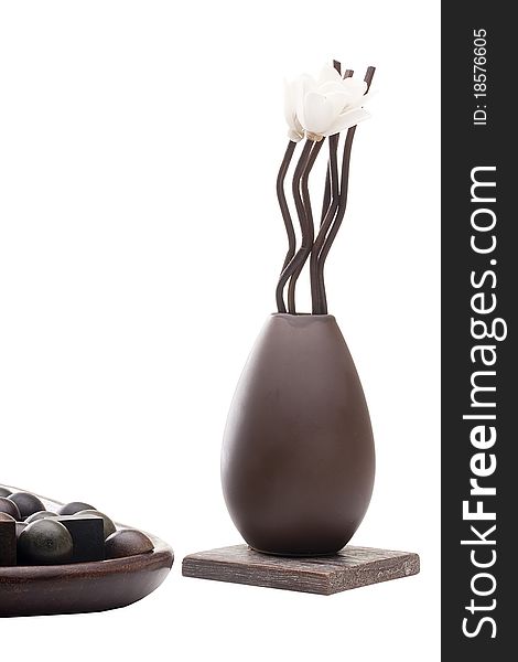 Clay decorative vase with special branches for fragrance.