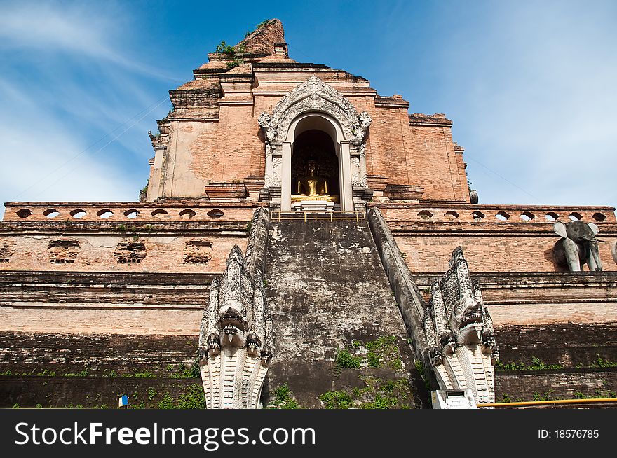 Phra Chedi Luang, historic building in Chiang Mai, Thailand