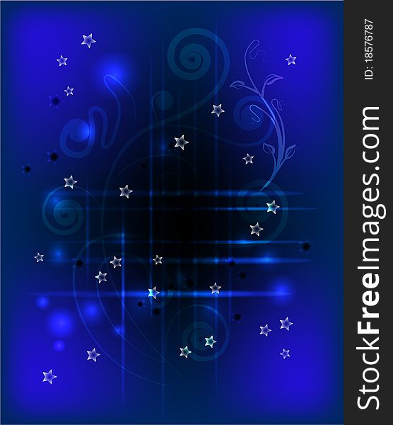 Abstract blue glowing floral background