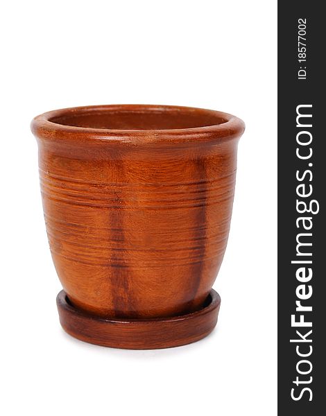 Clay brown flowerpot with stripes