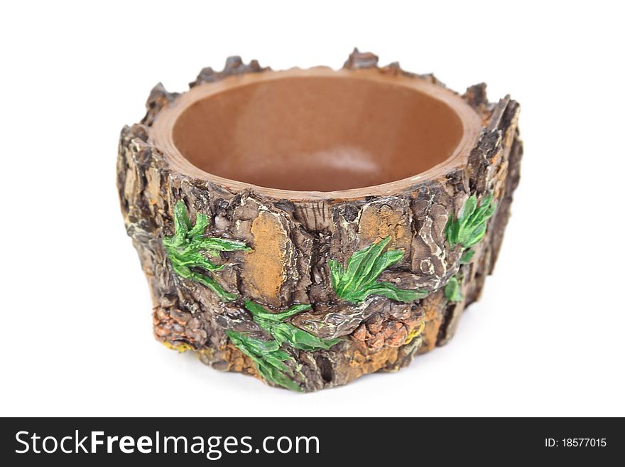 Brown Flowerpot, Shape Like Conifer With Pines