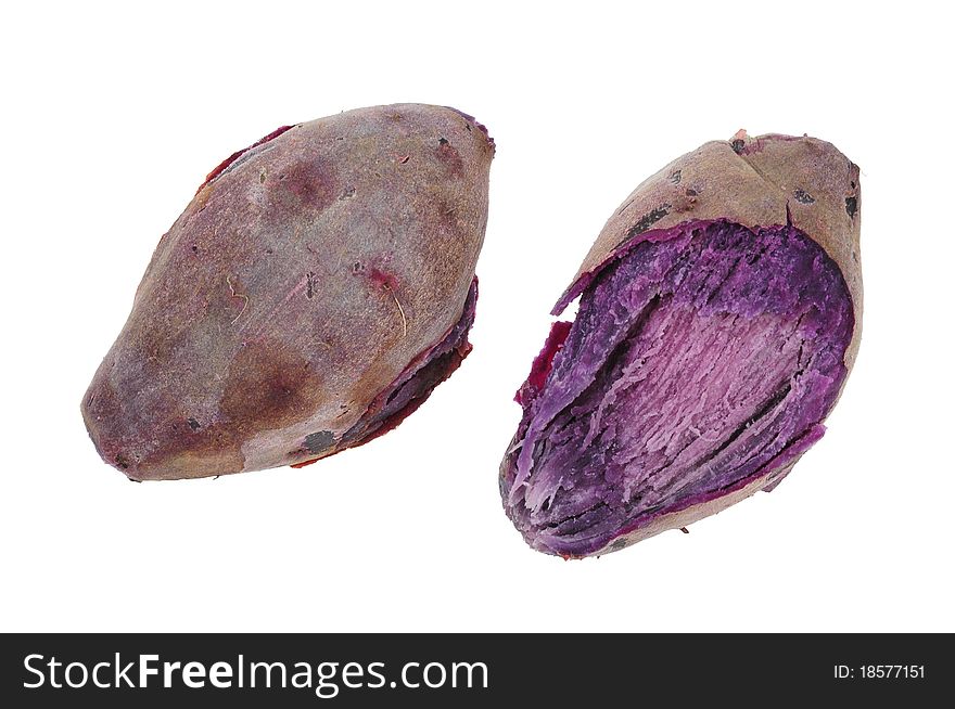 Sweet Potatoes With Purple Color Meat.Image is Isolated On White background