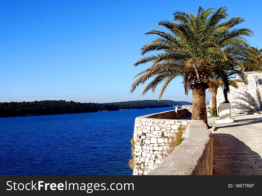 A strip of the Adriatic Sea in winter's day sunny. A strip of the Adriatic Sea in winter's day sunny