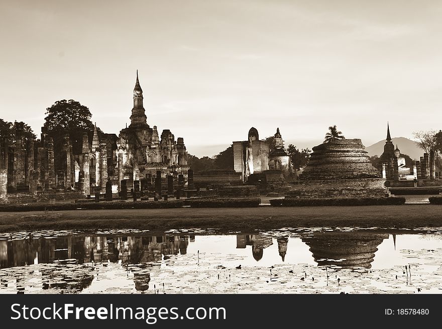 The light in the evening of old Sukothai city , Thailand ,. The light in the evening of old Sukothai city , Thailand ,