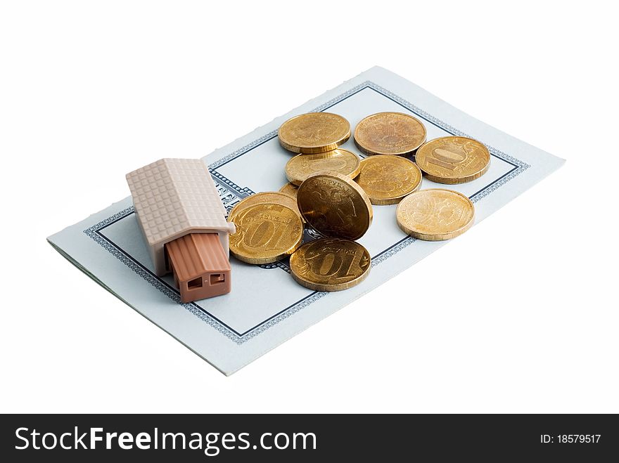 Passbook and money isolated on white background. Passbook and money isolated on white background