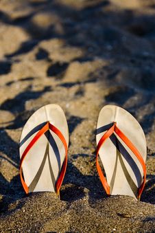 Flip Flops On The Beach Stock Photo Flip Flops On The Beach Stock Photo