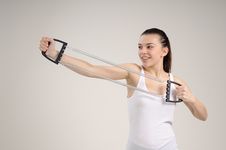 Smiling Fitness Instructor Exercising Stock Photos Smiling Fitness Instructor Exercising Stock Photos