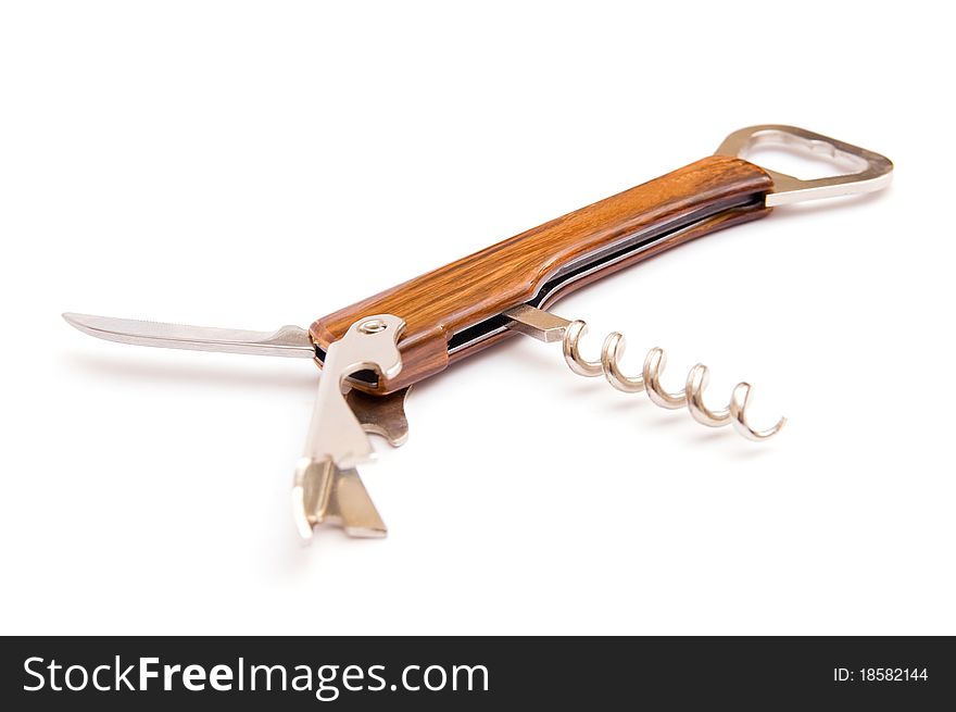 The image of brown corkscrew isolated on white background