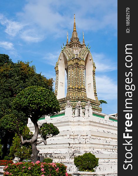 Ornate bell tower in wat po bangkok thailand. Ornate bell tower in wat po bangkok thailand