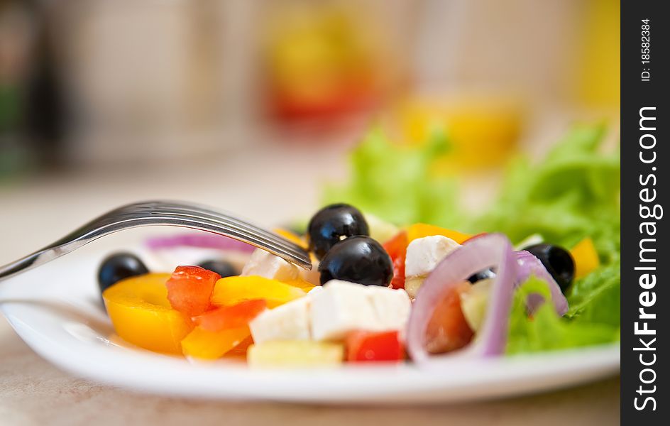 Plate of healthy greek salad