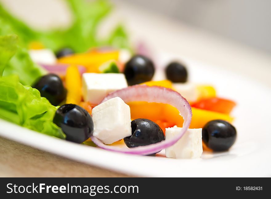 Plate of healthy greek salad