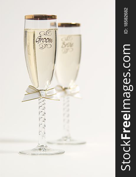 Bride and groom champagne glasses