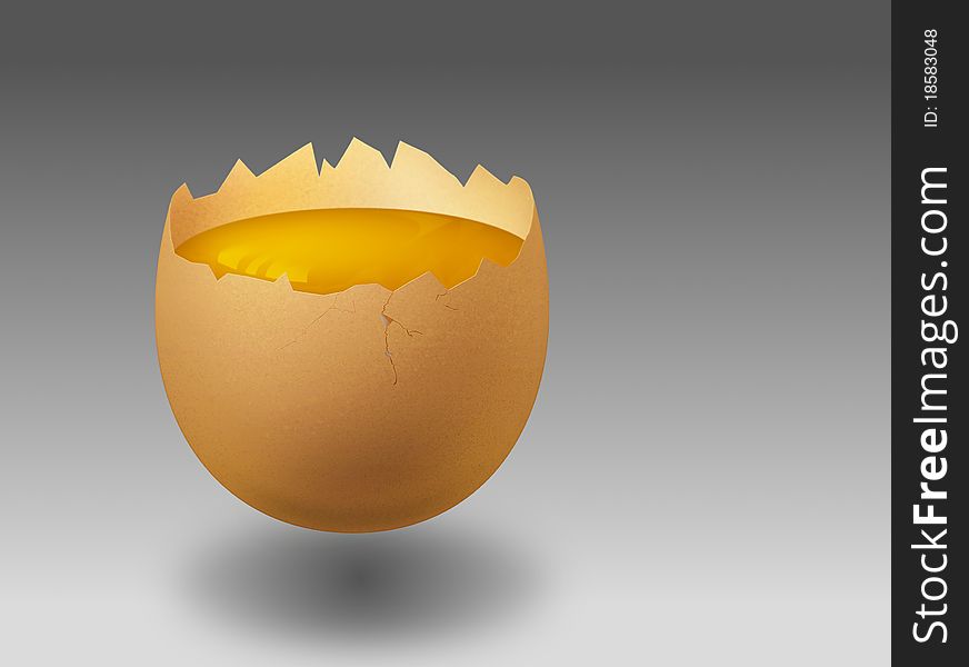 The image shows an illustration of an opend egg. The image shows an illustration of an opend egg