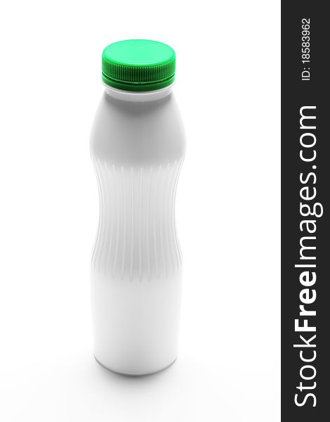 Image of white plastic bottle over white background. Image of white plastic bottle over white background