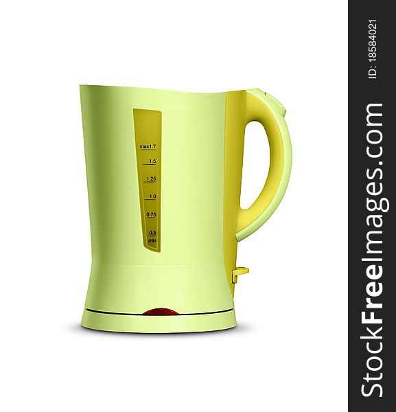 Image Of Green Kettle On White Background