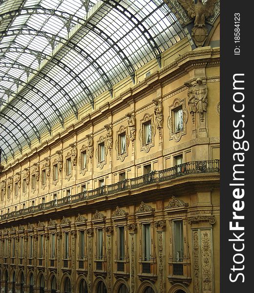 Perspective shot of the Vittorio Emanuele Gallery in Milan. Perspective shot of the Vittorio Emanuele Gallery in Milan.