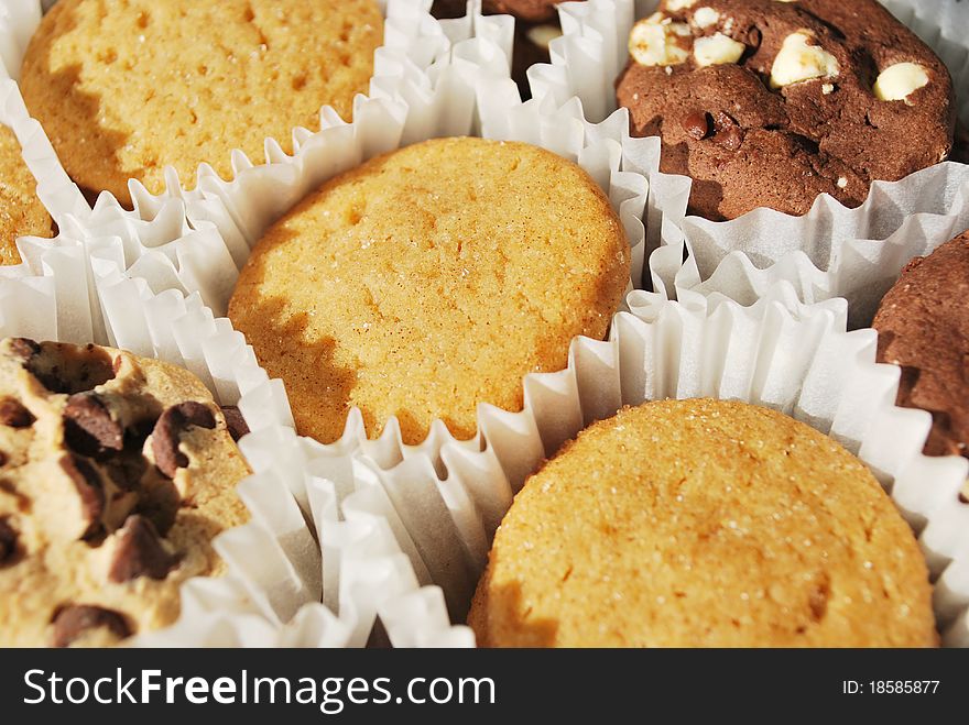 Assorted cookies in the box