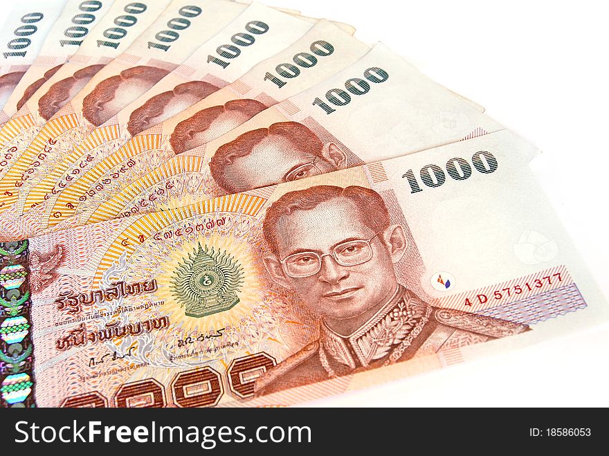 Thai money banknotes isolated on white background. Thai money banknotes isolated on white background