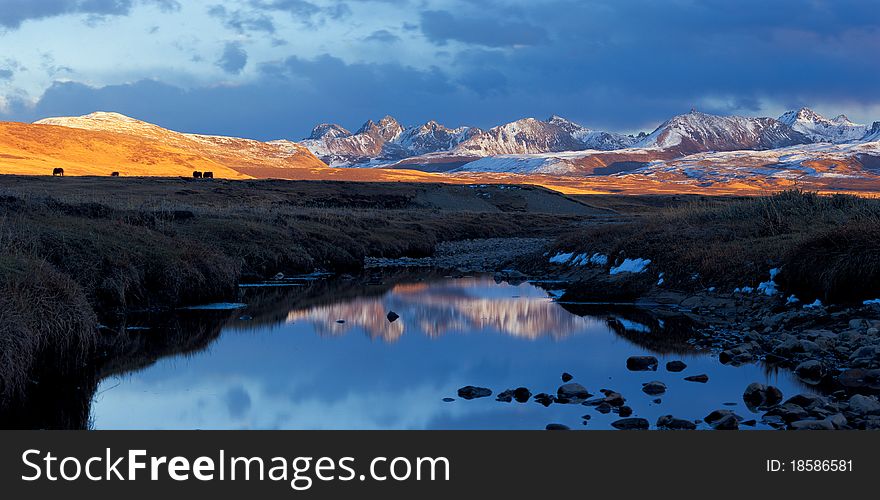 Mountain in sunset,view in Tibet