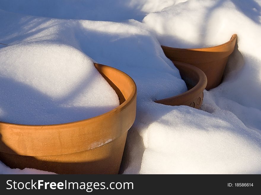 Pots In Snow