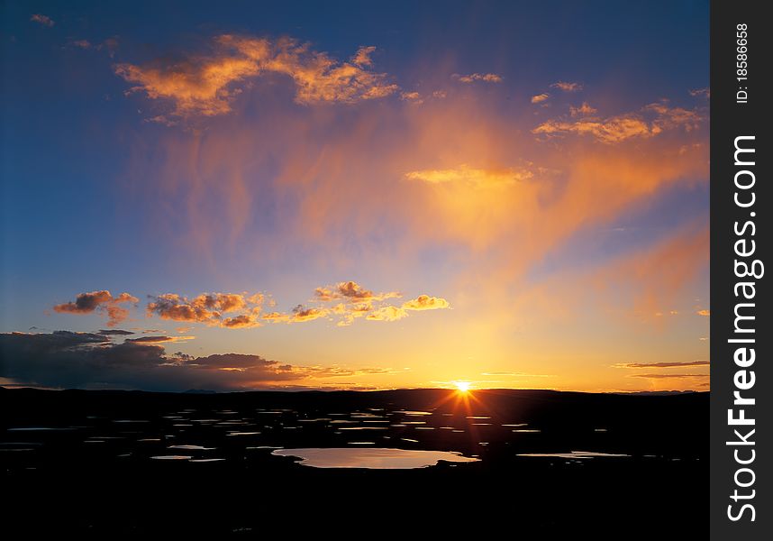 Sunset ,view in Tibet,china