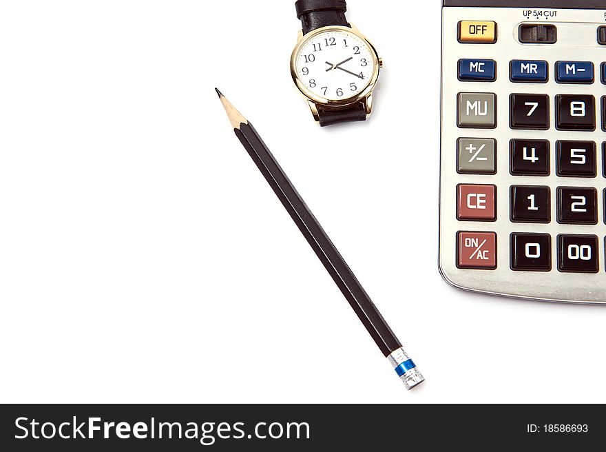 Pencil Calculator Watch On White