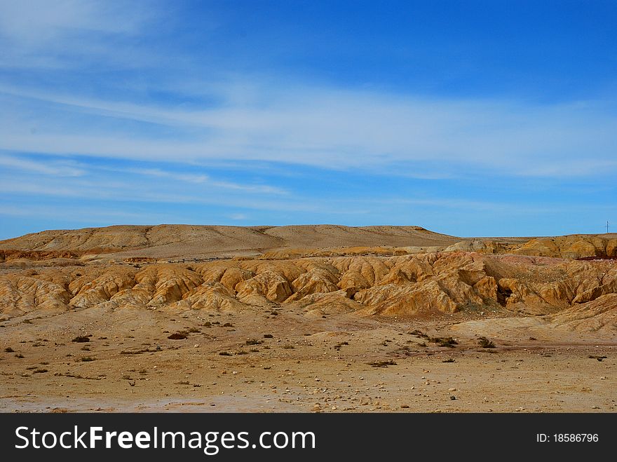 Streamlined hills shaped by wind abrasion. Streamlined hills shaped by wind abrasion.