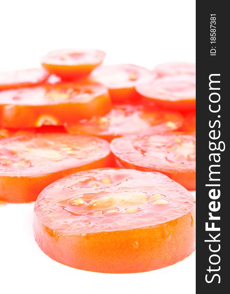 Tomato on white background (isolated, close up)