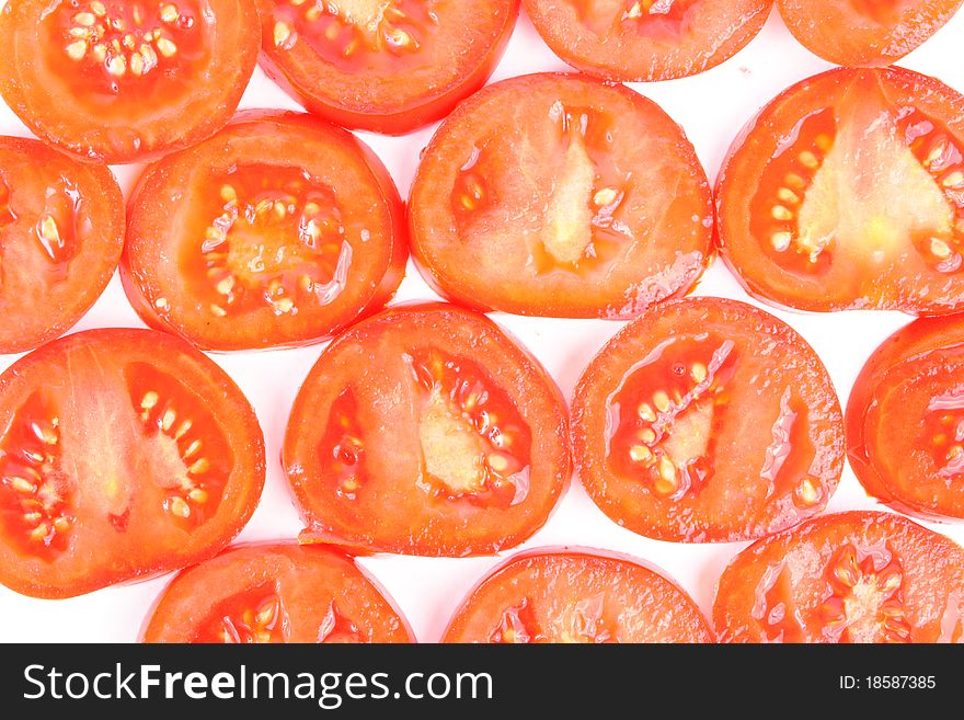 Tomato on white background (isolated, close up)
