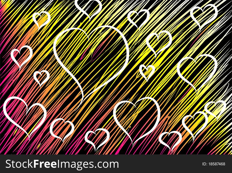 Abstract blue, pink, yellow background and hearts ( illustration). Abstract blue, pink, yellow background and hearts ( illustration)